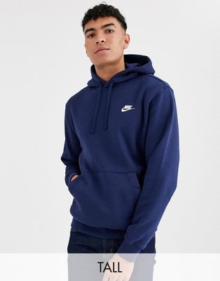 Nike Tall - Hoodie zonder sluiting met swoosh-logo in marineblauw