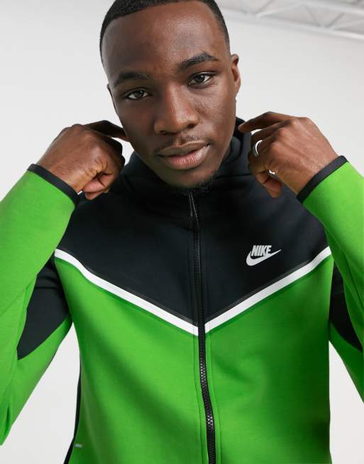 Nike Tall Tech Fleece full zip color block hoodie in green and