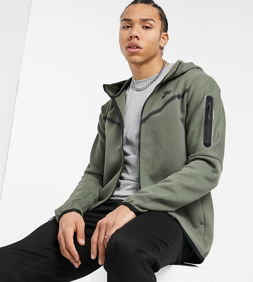 Nike Tall Tech Fleece full-zip hoodie in khaki-Green