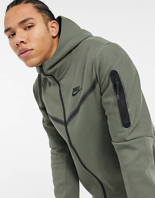 Nike Tall Tech Fleece full-zip hoodie in khaki