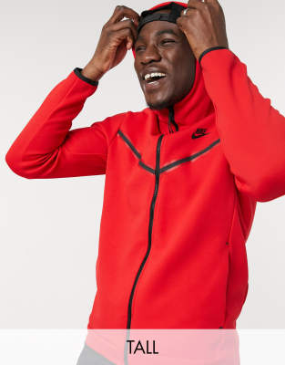 Nike Tall Tech Fleece Full-zip Hoodie In Red | ModeSens