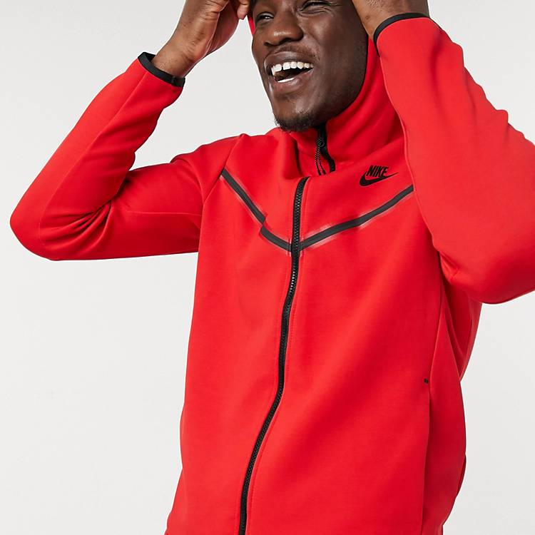 Gasvormig Rudyard Kipling Advertentie Nike Tall Tech Fleece full-zip hoodie in red | ASOS