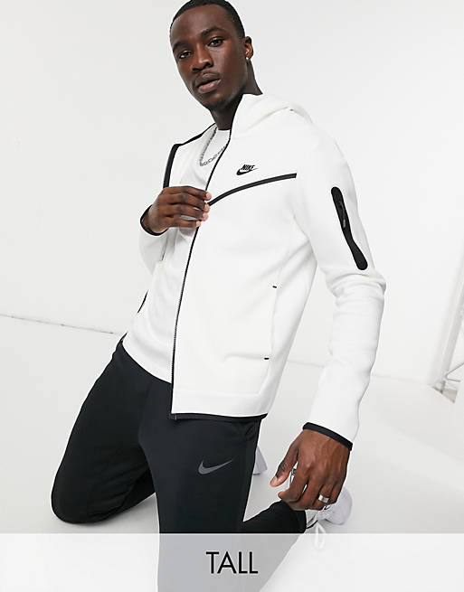 Nike Tall Tech Fleece full-zip hoodie in white | ASOS