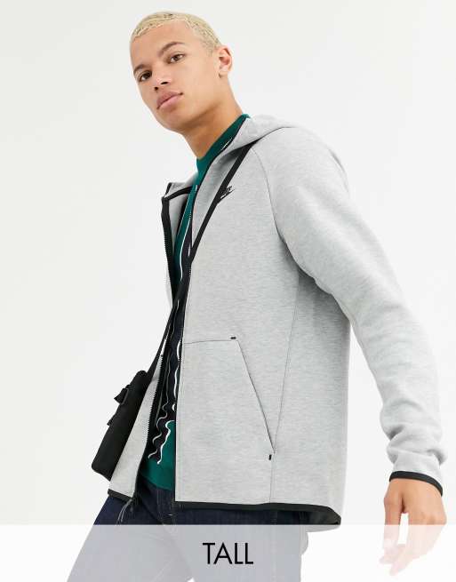 Nike Tall Tech Fleece zip-through hoodie in grey