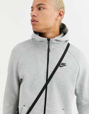 nike tech fleece zip through hoodie in grey