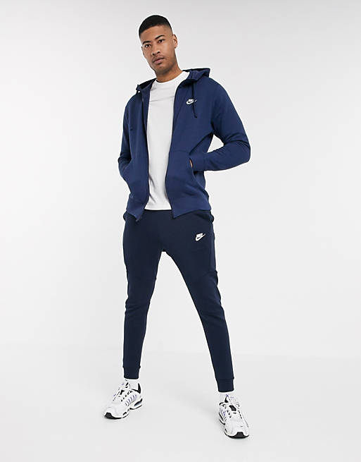 Nike tall zip up hoodie with futura logo in navy | ASOS