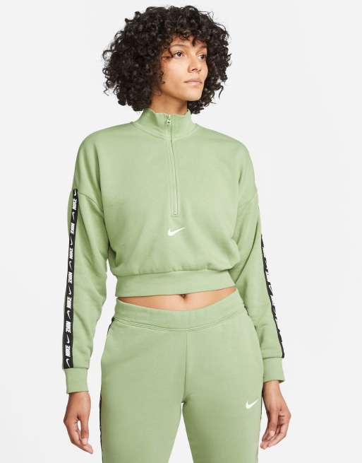 Nike Tape Pack half-zip crop fleece sweatshirt in green SUIT 31 | ASOS