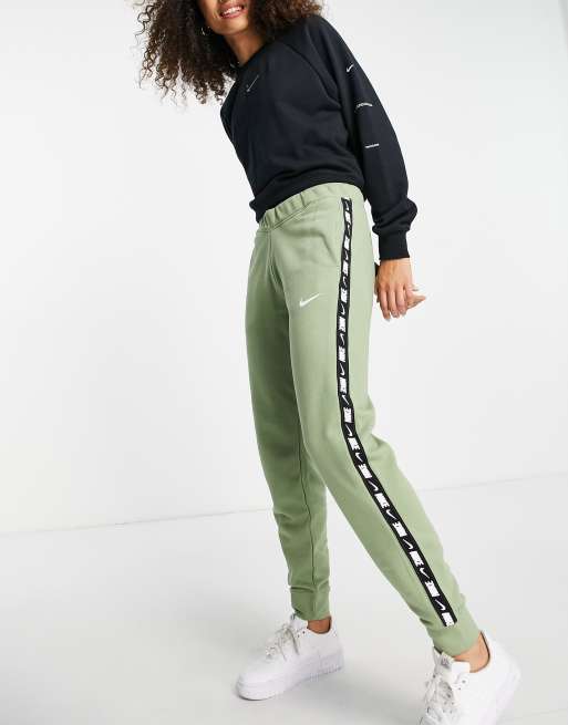 Nike Tape Pack regular fit cuffed fleece sweatpants in green