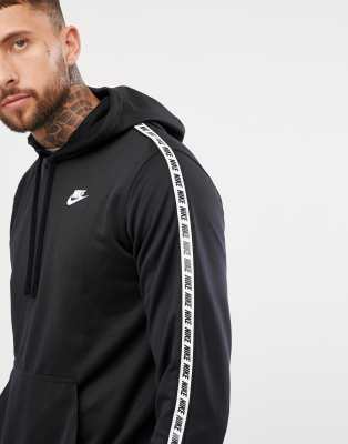 nike taping pullover hoodie in black