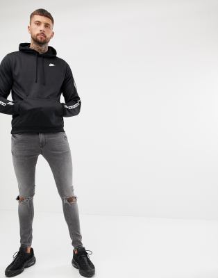 nike taping pullover hoodie in black