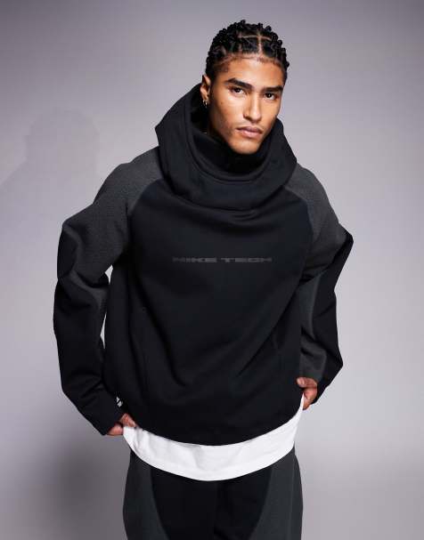Nike – Tech Boreas – Oversize-Kapuzenpullover in Schwarz und Grau - view 1