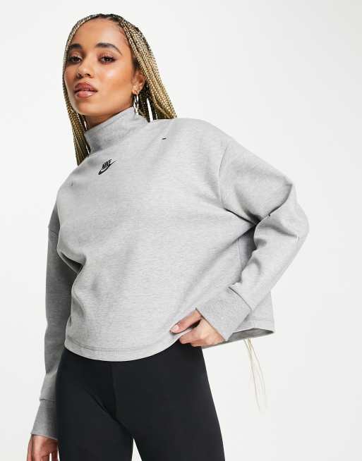 Nike - Tech - Dolcevita a maniche lunghe in pile, colore grigio