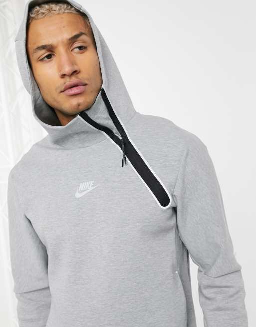 Acumulativo sucesor terminado Nike Tech Fleece asymmetric half-zip hoodie in gray | ASOS