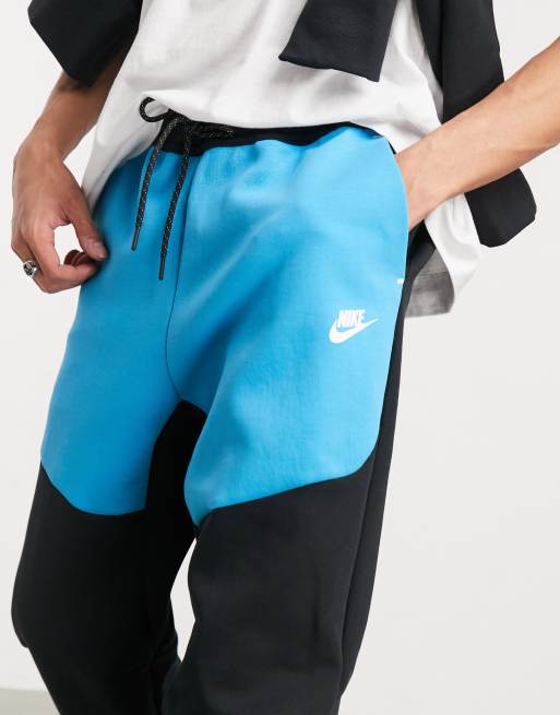 Nike Tech Fleece colorblock sweatpants in black blue ASOS