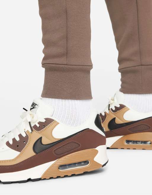 Nike Tech Fleece colorblock sweatpants in light brown/gray, 3 of 4