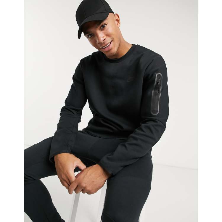 Nike Tech Fleece crew neck sweatshirt in black | ASOS