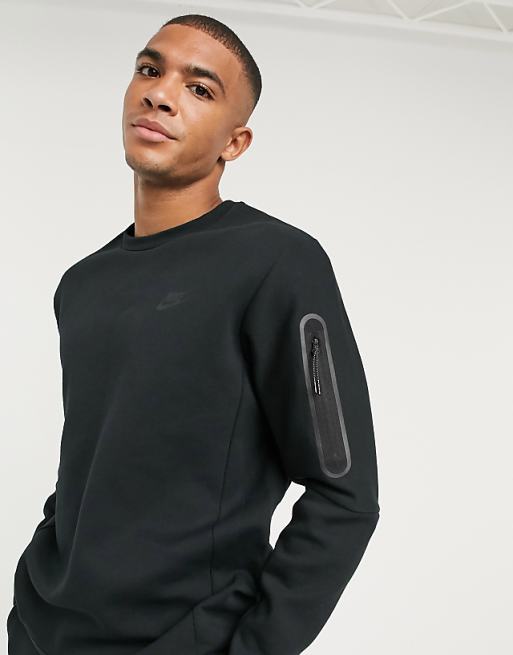 Nike Tech Fleece crew neck sweatshirt in black | ASOS Nike Tech Fleece crew neck sweatshirt in black | ASOS