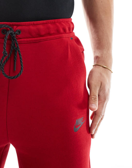 Nike Tech Fleece cuffed sweatpants in red, 5 of 5