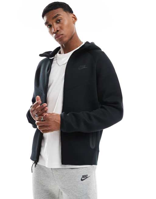 Nike – Tech Fleece – Czarna bluza z suwakiem i kapturem