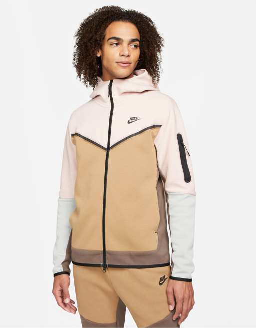 Niet modieus Factuur Exclusief Nike Tech Fleece full-zip color block hoodie in dusty pink/light brown |  ASOS