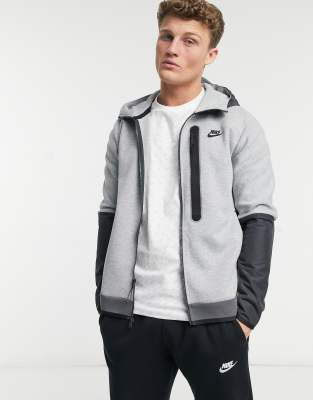 Nike Tech Fleece full-zip color block hoodie in gray-Grey