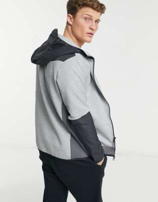 Nike Tech Fleece full zip color block hoodie in gray ASOS