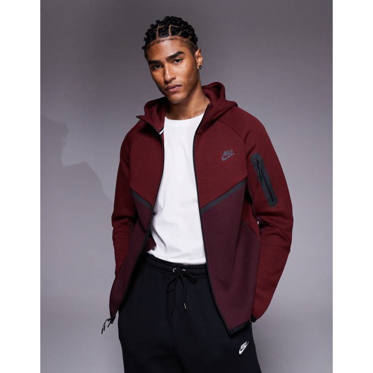 Nike Tech Fleece full zip hoodie in burgundy | ASOS
