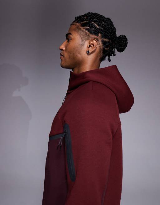 Nike テックフリースワインレッド Nike Tech Fleece full zip hoodie in burgundy | ASOS