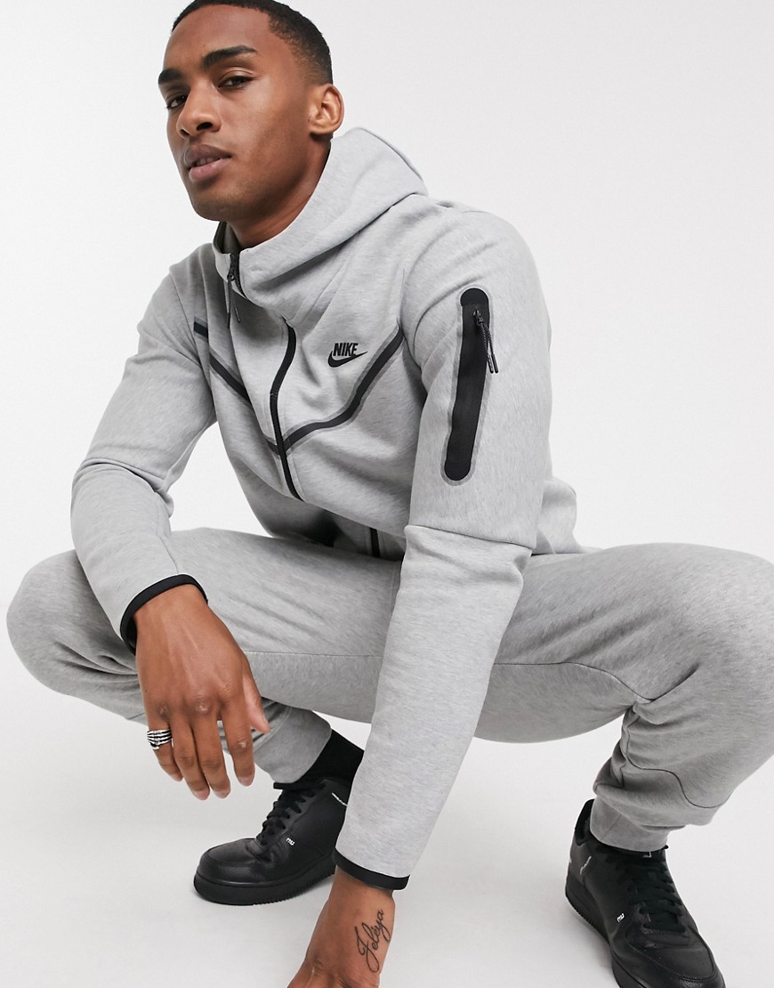 Nike Tech Fleece full-zip hoodie in gray heather-Grey