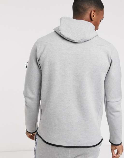 Nike tech fleece zip online through hoodie in gre