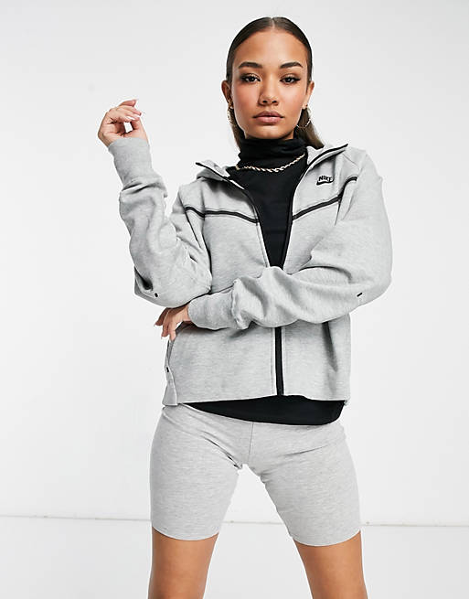 reality industry Luminance Nike Tech Fleece full-zip hoodie in gray heather | ASOS