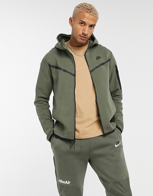 Nike Tech Fleece full-zip hoodie in khaki | ASOS