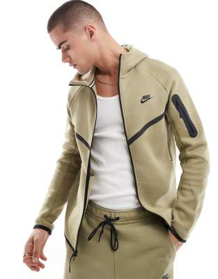 Nike Tech Fleece Cuffed Sweatpants In Khaki-green In Green
