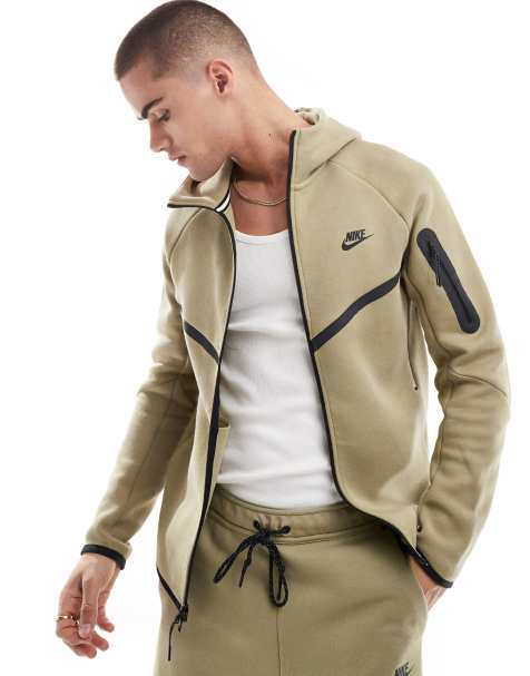 Nike Tech Fleece full zip hoodie in khaki - view 1
