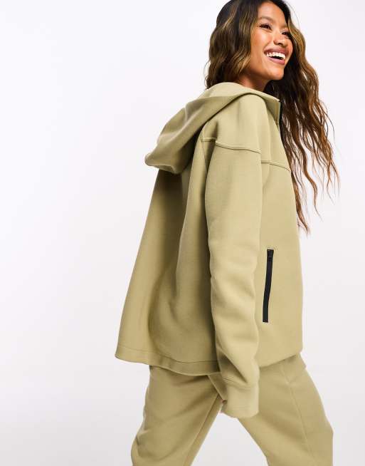 Nike Tech Fleece full zip hoodie in neutral olive green | ASOS