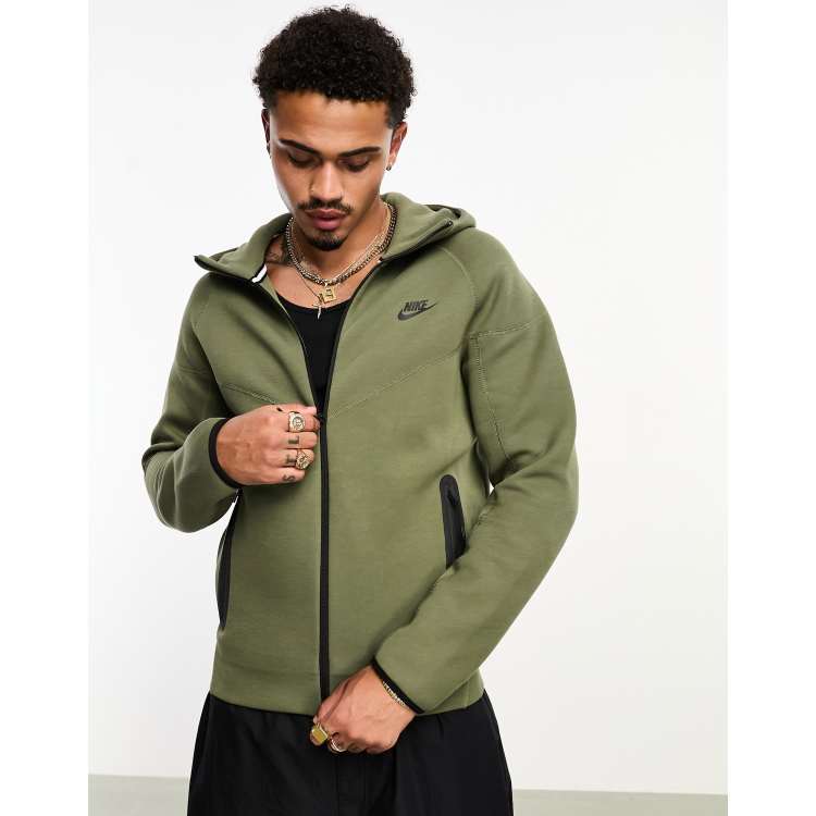 Nike Tech Fleece full zip hoodie in olive