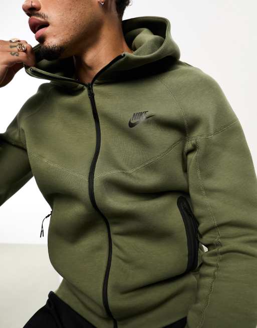 Nike Tech Fleece full-zip hoodie in olive