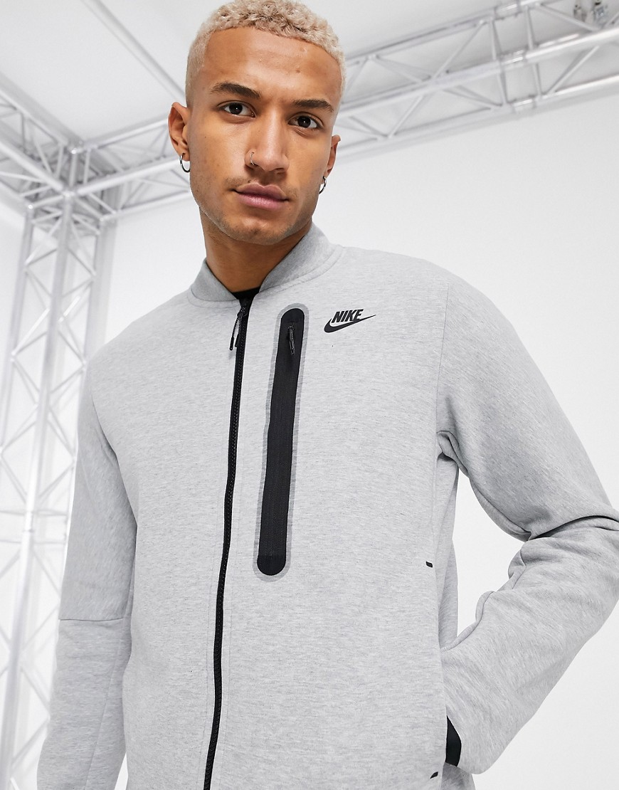 Nike Tech Fleece full-zip sweat bomber jacket in grey