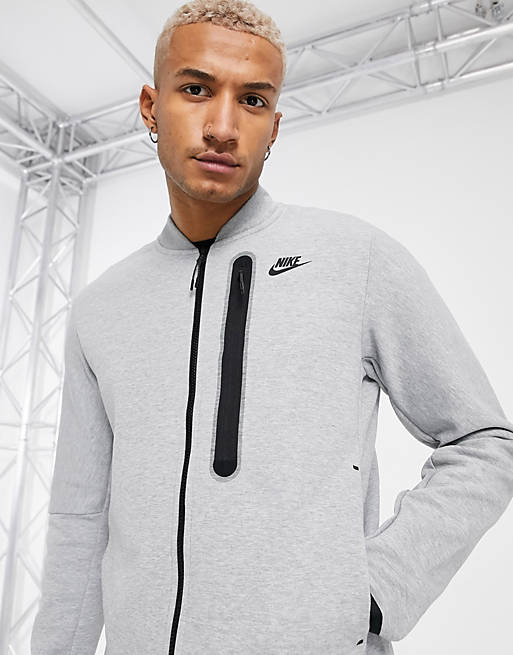 Nike Tech Fleece full-zip sweat bomber jacket in grey | ASOS