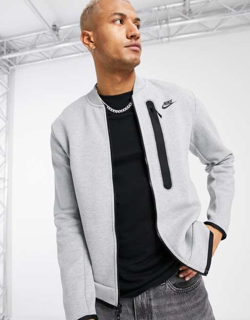 Nike Tech Fleece full zip sweat bomber jacket in grey ASOS