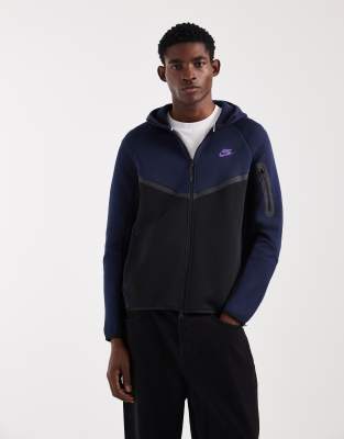 Nike Tech Fleece full zip track jacket in black and navy