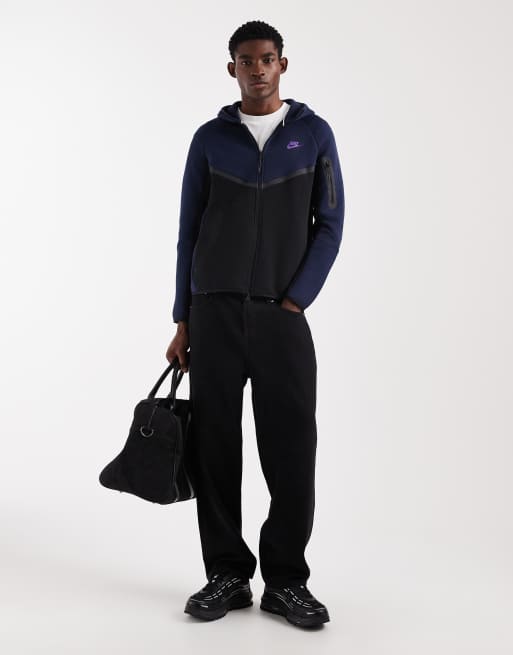Nike Tech Fleece full zip track jacket in black and navy, 2 of 5