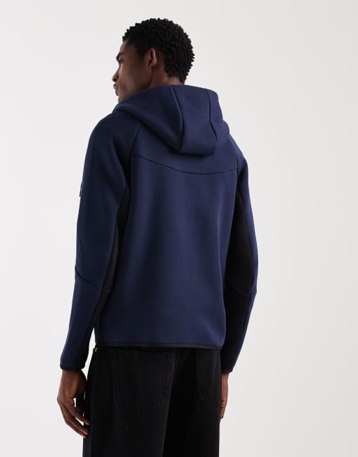 Nike Tech Fleece full zip track jacket in black and navy, 3 of 5
