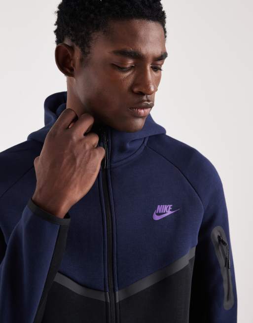 Nike Tech Fleece full zip track jacket in black and navy, 4 of 5