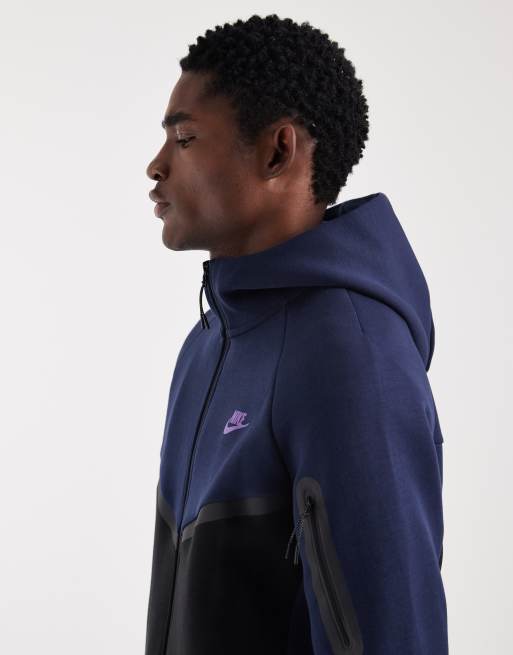 Nike Tech Fleece full zip track jacket in black and navy, 5 of 5