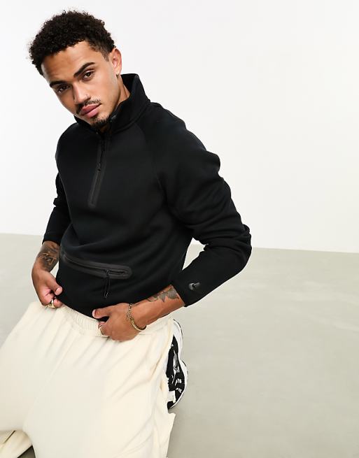 Nike Tech Fleece half zip sweatshirt in black | ASOS Nike Tech Fleece half zip sweatshirt in black | ASOS