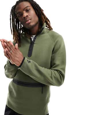 Nike Tech Fleece Half Zip Sweatshirt In Khaki-green