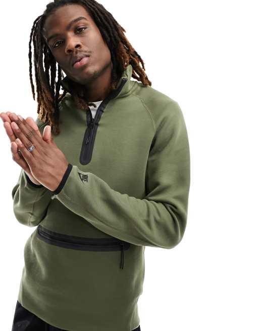 Nike Tech Fleece half zip sweatshirt in khaki