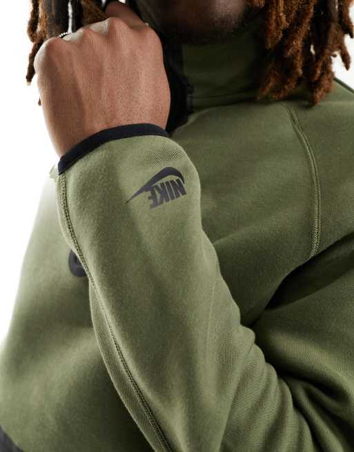 Nike Tech Fleece half zip sweatshirt in khaki