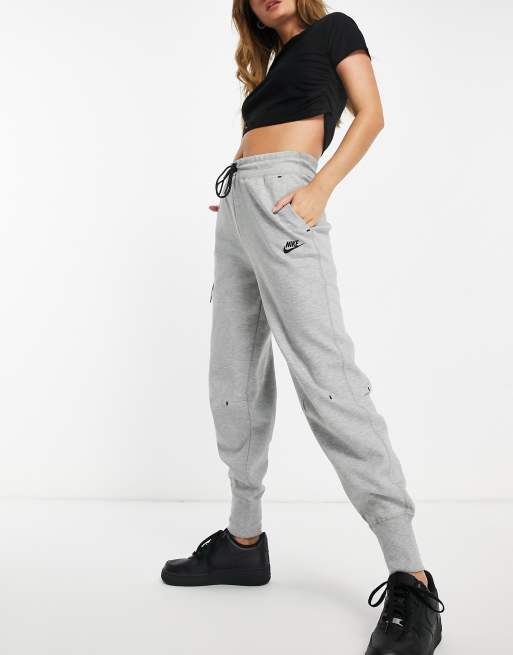 Nike Tech Fleece high waisted cuffed sweatpants in gray heather ASOS